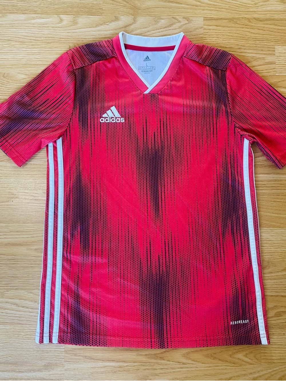 adidas Red and Black Gradient Performance Soccer Jersey